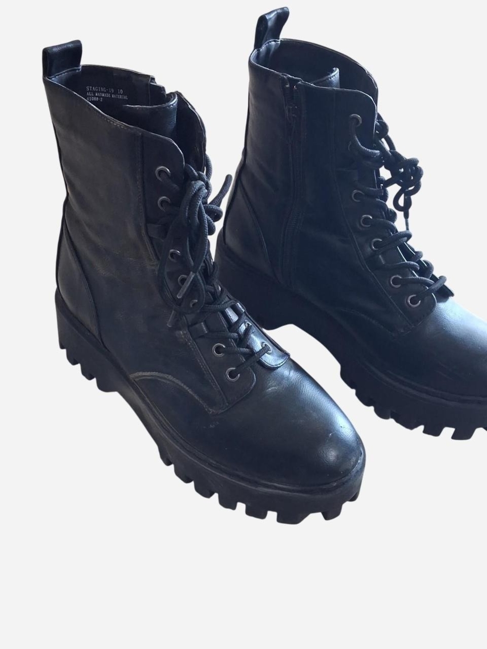 Womana Black Lace-Up Platform Combat Boots Platform